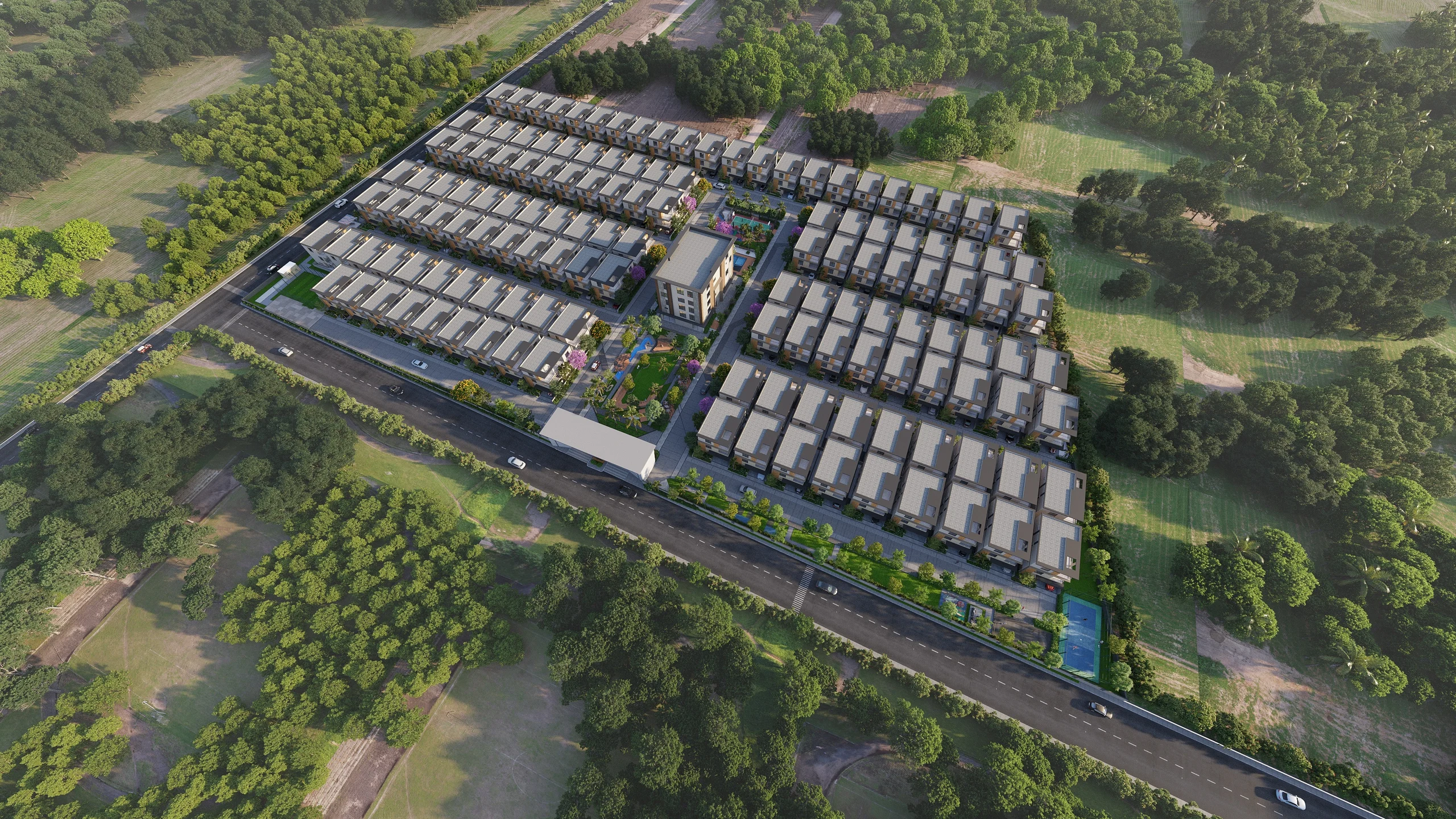Aerial architectural view of Park Avenue premium villas